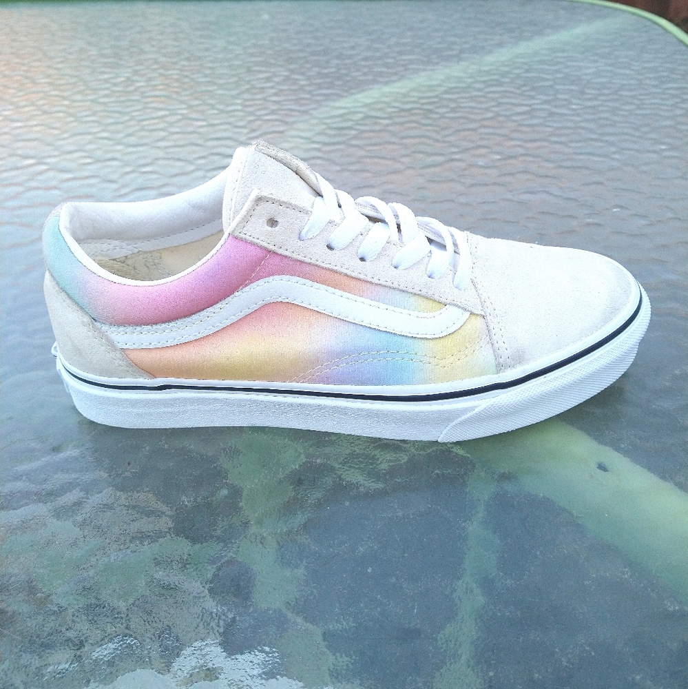 Vans Women Canvas Suede 500714 Multi-Colored Tie-Dye Lace-Up Skate Shoe Size 7.5